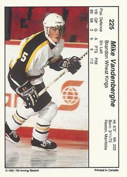 1990-91 7th Inning Sketch WHL #225b Mike Vandenberghe Back