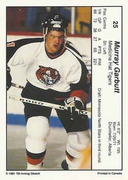 1990-91 7th Inning Sketch WHL #25 Murray Garbutt Back