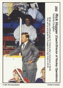1990-91 7th Inning Sketch WHL #260 Rick Hopper Back