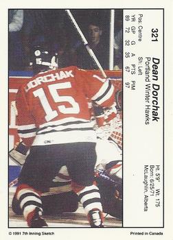 1990-91 7th Inning Sketch WHL #321 Dean Dorchak Back