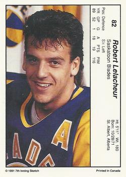 1990-91 7th Inning Sketch WHL #82 Robert Lelacheur Back