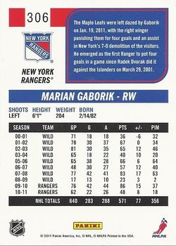 2011-12 Score #306 Marian Gaborik Back