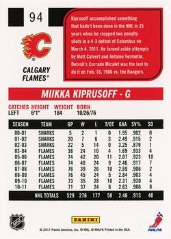 2011-12 Score #94 Miikka Kiprusoff Back