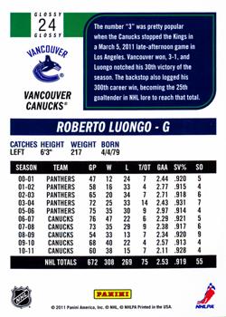 2011-12 Score - Glossy #24 Roberto Luongo Back
