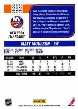 2011-12 Score - Glossy #292 Matt Moulson Back