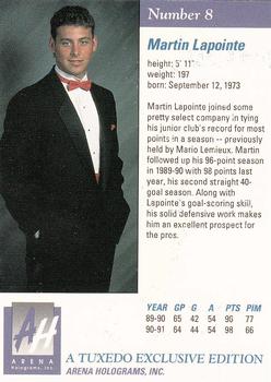 1991 Arena Draft Picks #8 Martin Lapointe  Back