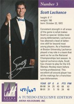 1991 Arena Draft Picks - Autographs #3 Scott Lachance  Back
