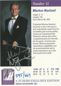 1991 Arena Draft Picks - Autographs #12 Markus Naslund Back