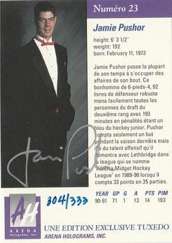 1991 Arena Draft Picks French - Autographs #23 Jamie Pushor  Back
