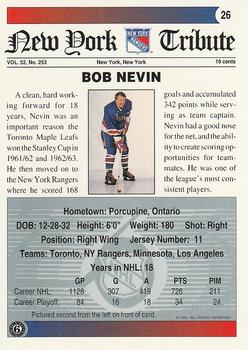 1991-92 Ultimate Original 6 #26 Bob Nevin Back