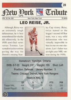 1991-92 Ultimate Original 6 #28 Leo Reise Back