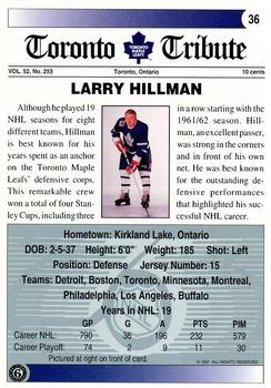 1991-92 Ultimate Original 6 #36 Larry Hillman Back