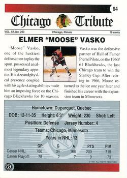 1991-92 Ultimate Original 6 #64 Elmer Vasko Back
