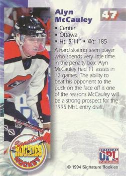 1994-95 Signature Rookies #47 Alyn McCauley Back