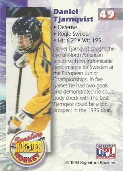 1994-95 Signature Rookies #49 Daniel Tjärnqvist Back