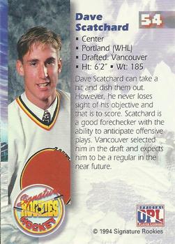 1994-95 Signature Rookies #54 Dave Scatchard Back