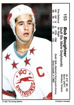 1990-91 7th Inning Sketch OHL #153 Bob Boughner Back