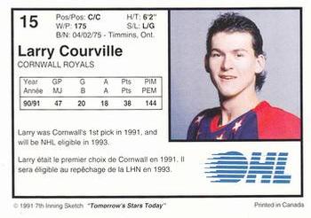 1991-92 7th Inning Sketch OHL #15 Larry Courville Back