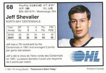 1991-92 7th Inning Sketch OHL #68 Jeff Shevalier Back