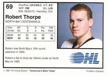 1991-92 7th Inning Sketch OHL #69 Robert Thorpe Back