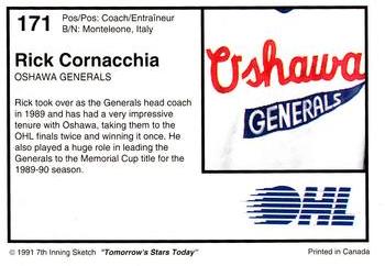 1991-92 7th Inning Sketch OHL #171 Rick Cornacchia Back