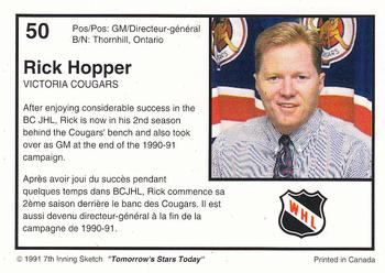 1991-92 7th Inning Sketch WHL #50 Rick Hopper Back
