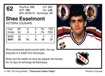 1991-92 7th Inning Sketch WHL #62 Shea Esselmont Back
