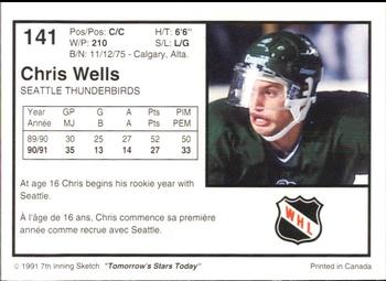 1991-92 7th Inning Sketch WHL #141 Chris Wells Back