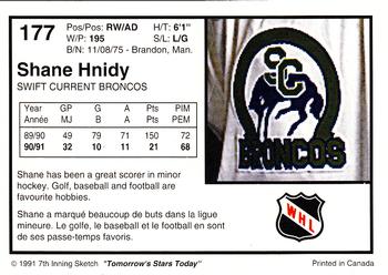 1991-92 7th Inning Sketch WHL #177 Shane Hnidy Back