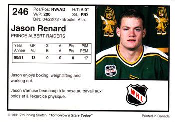 1991-92 7th Inning Sketch WHL #246 Jason Renard Back