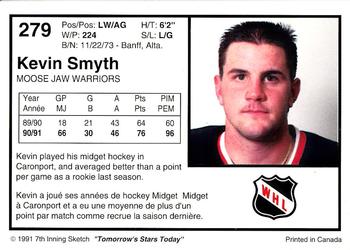 1991-92 7th Inning Sketch WHL #279 Kevin Smyth Back