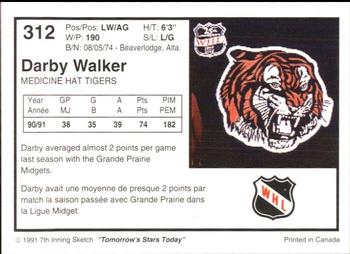 1991-92 7th Inning Sketch WHL #312 Darby Walker Back