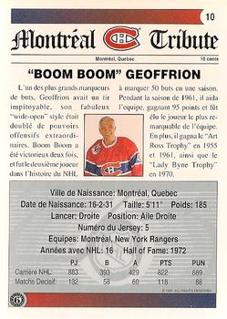 1991-92 Ultimate Original 6 French #10 Bernie Geoffrion Back