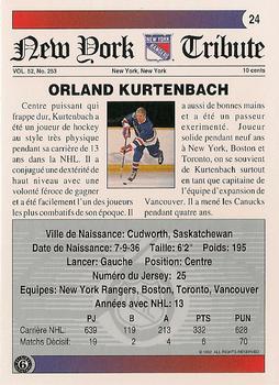 1991-92 Ultimate Original 6 French #24 Orland Kurtenbach  Back