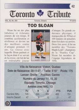 1991-92 Ultimate Original 6 French #42 Tod Sloan  Back