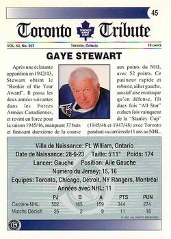 1991-92 Ultimate Original 6 French #45 Gaye Stewart  Back