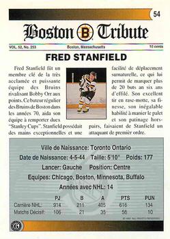 1991-92 Ultimate Original 6 French #54 Fred Stanfield  Back