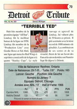 1991-92 Ultimate Original 6 French #70 Ted Lindsay  Back