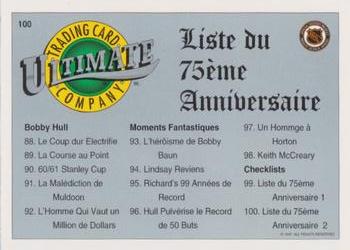 1991-92 Ultimate Original 6 French #100 Checklist 2  Back