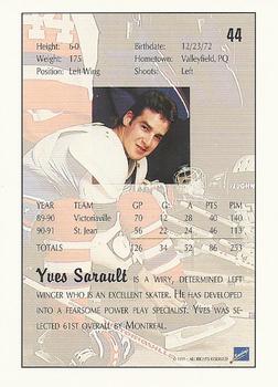 1991 Ultimate Draft #44 Yves Sarault Back