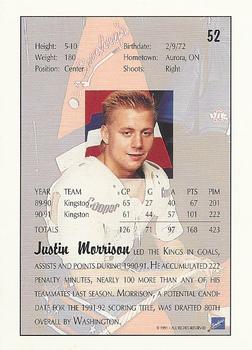 1991 Ultimate Draft #52 Justin Morrison Back