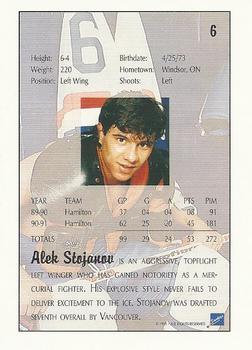 1991 Ultimate Draft #6 Alek Stojanov Back