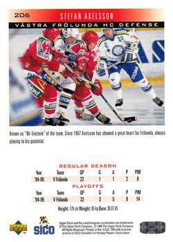 1995-96 Upper Deck Swedish Elite #206 Stefan Axelsson Back