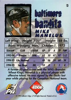 1995-96 Edge Ice #13 Mike Maneluk Back