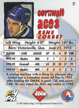 1995-96 Edge Ice #27 Rene Corbet Back