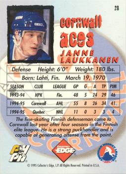 1995-96 Edge Ice #28 Janne Laukkanen Back