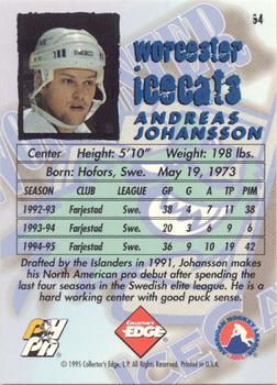 1995-96 Edge Ice #94 Andreas Johansson Back