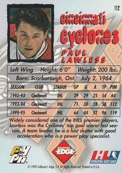 1995-96 Edge Ice #112 Paul Lawless Back