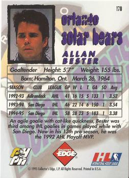1995-96 Edge Ice #170 Allan Bester Back