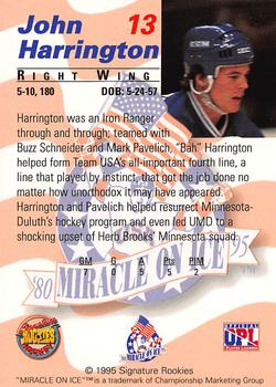 1995 Signature Rookies Miracle on Ice #13 John Harrington Back